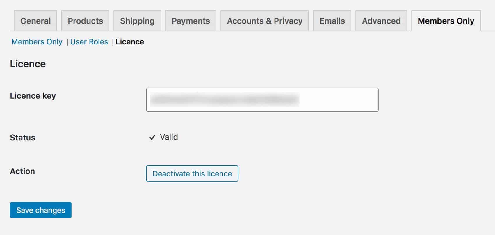 WooCommerce Members Only - activate licence key
