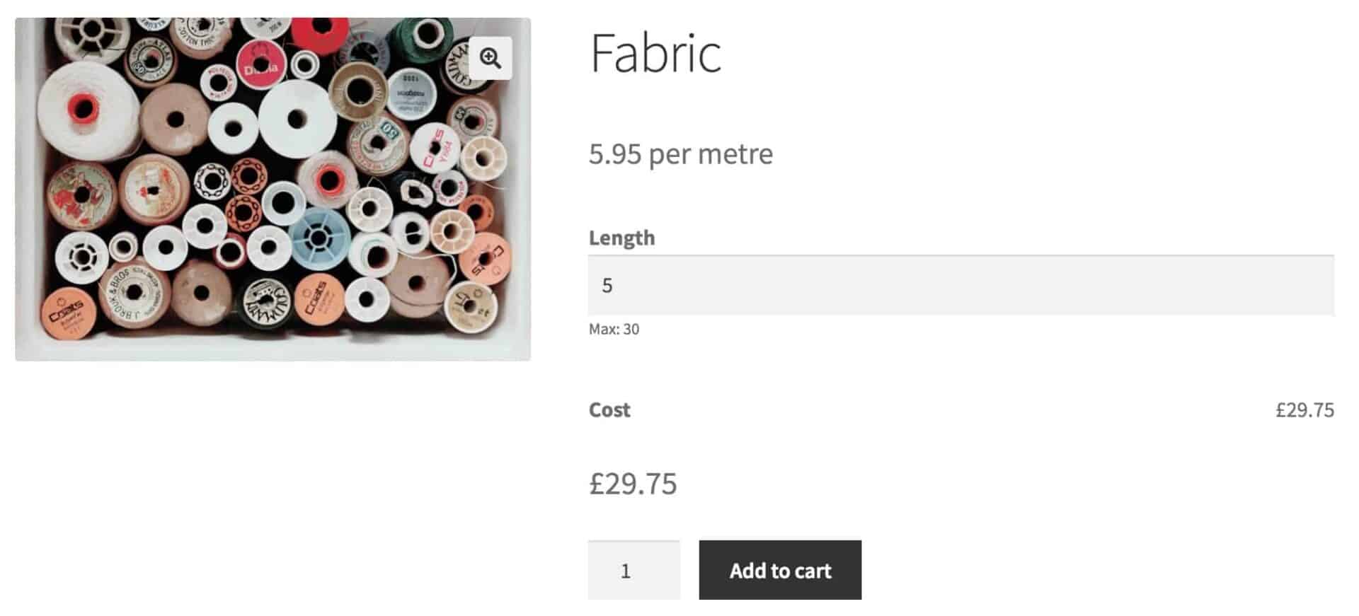 WooCommerce buy fabric by the metre