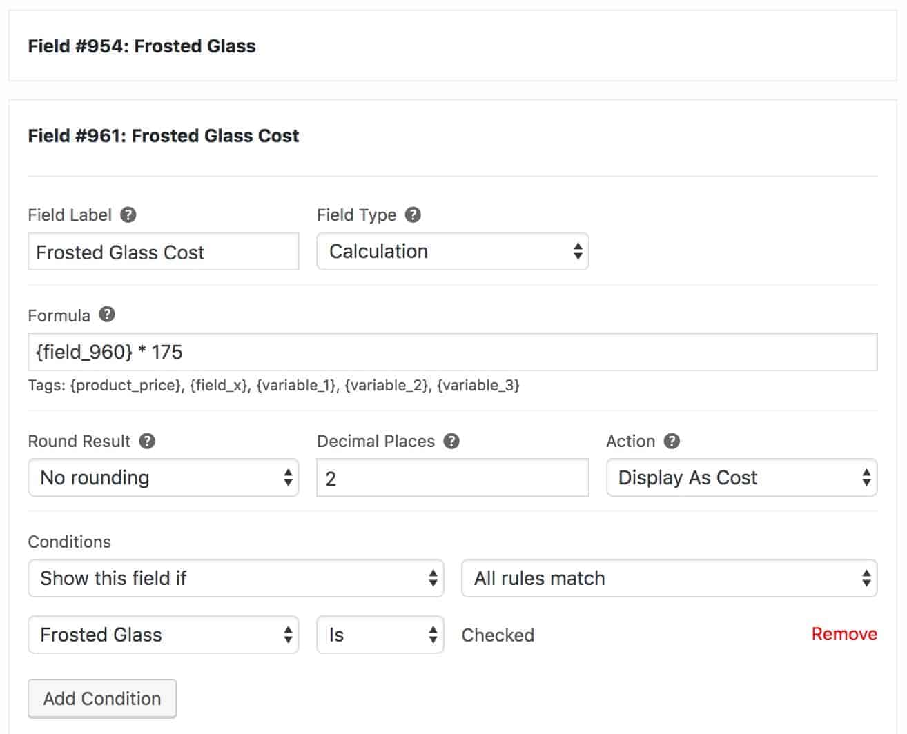 WooCommerce conditional calculation field