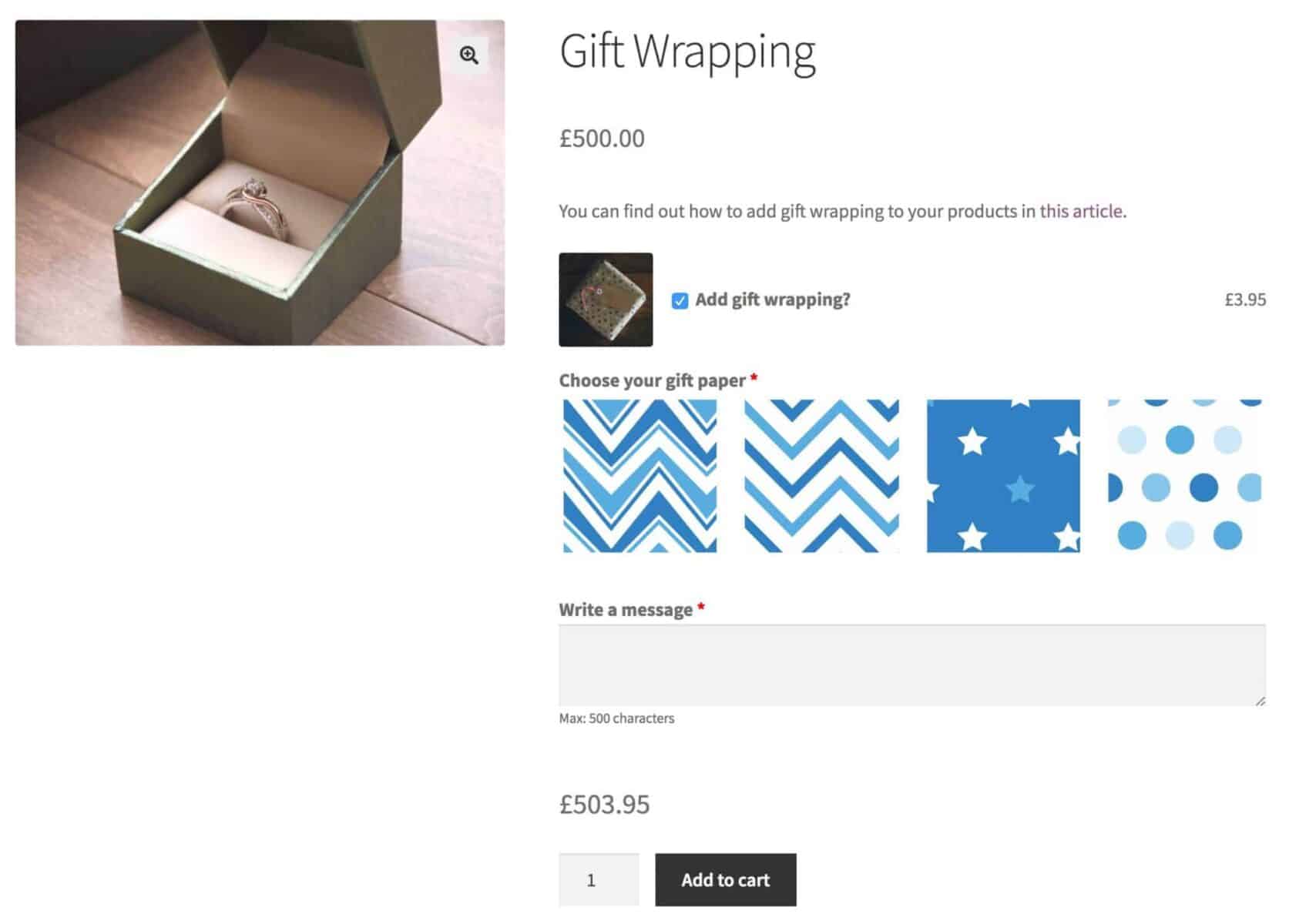 WooCommerce gift wrapping