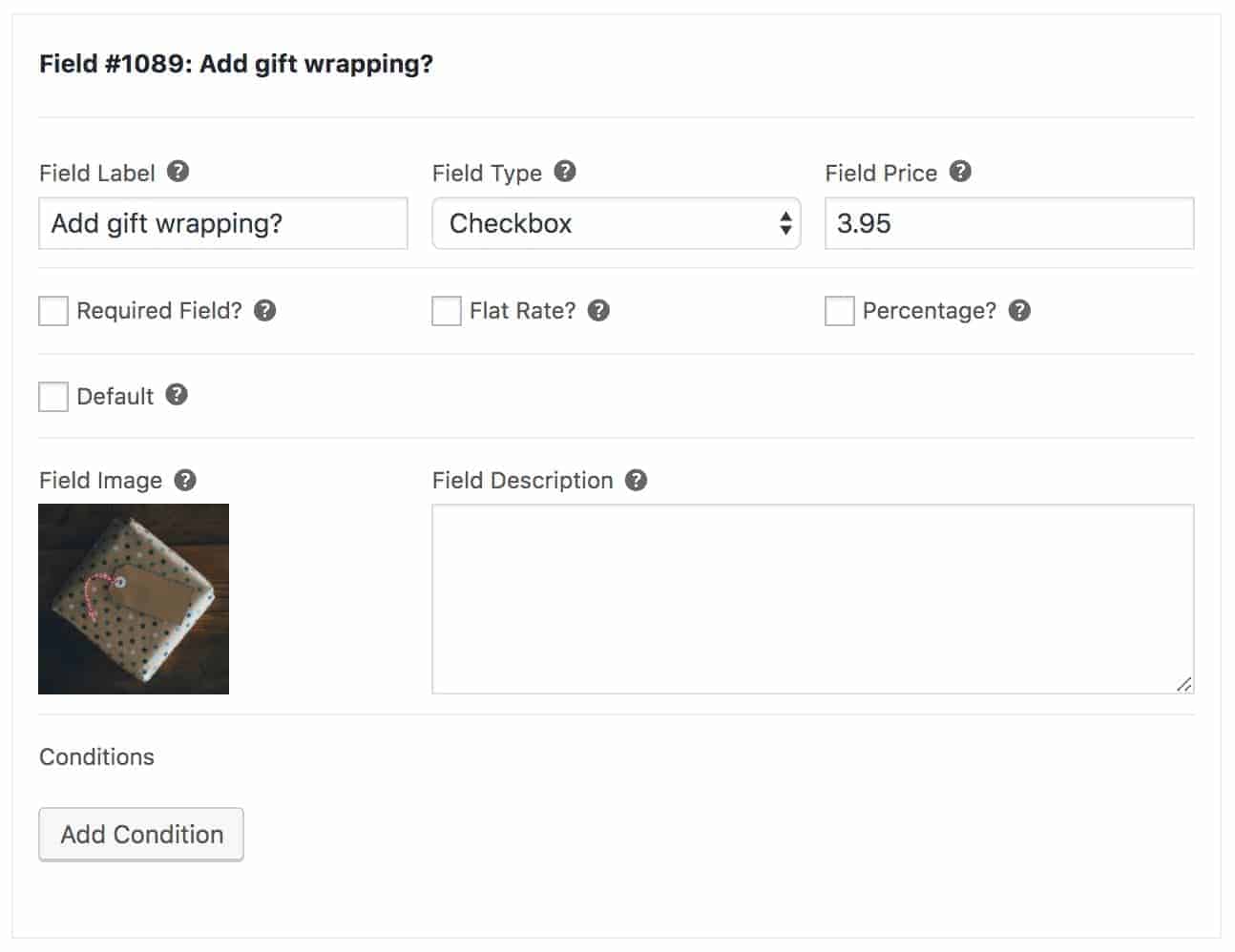 Add gift wrapping checkbox setting