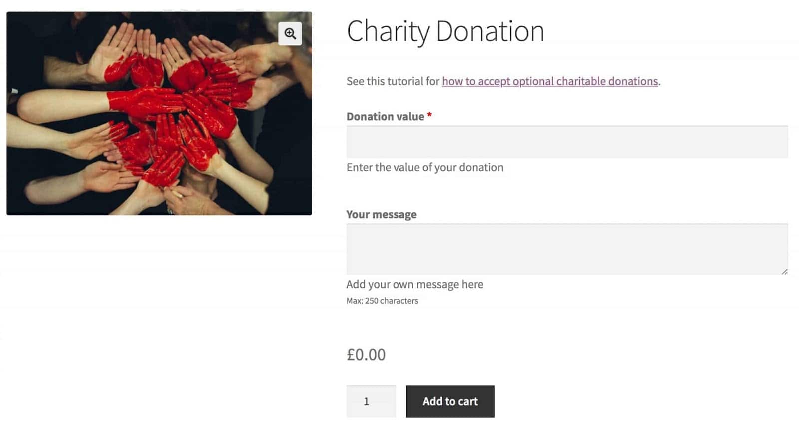 Adding donations to your cart like a typical physical product 