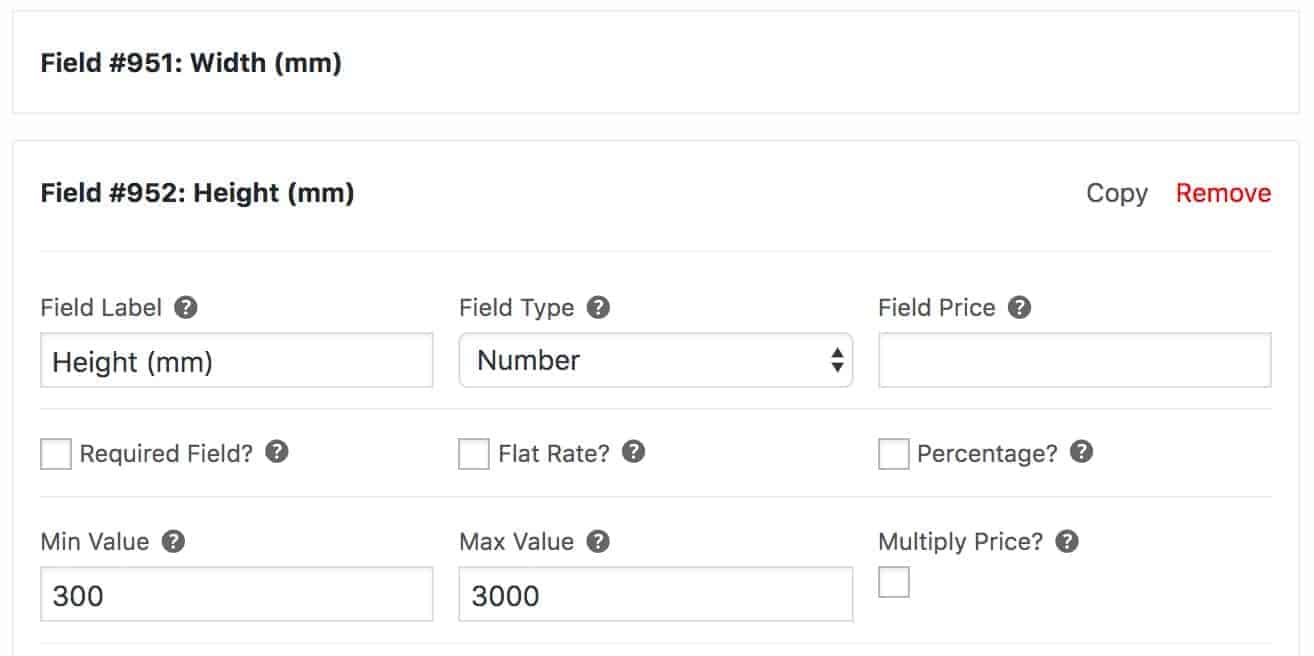 WooCommerce number fields for price calculator