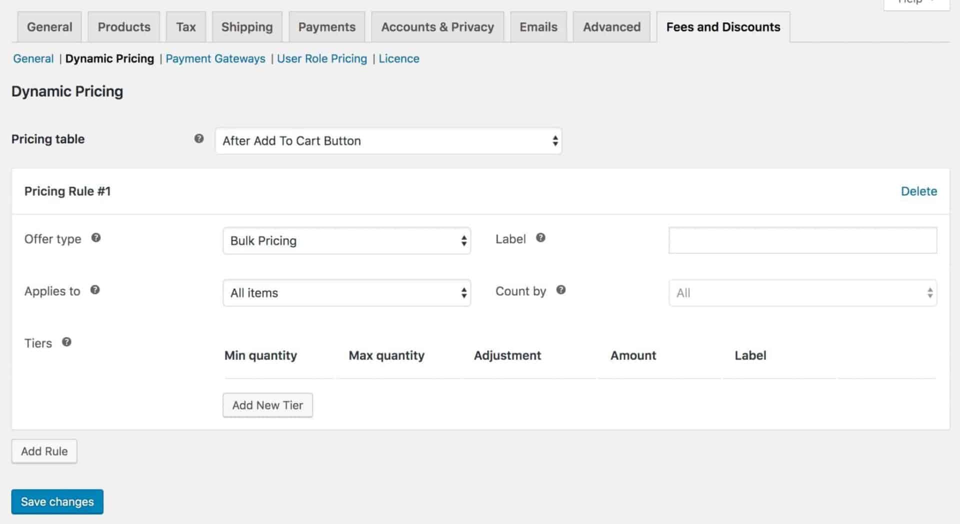 WooCommerce new pricing rule