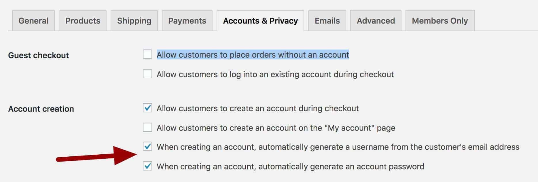 WooCommerce automatically create account new user