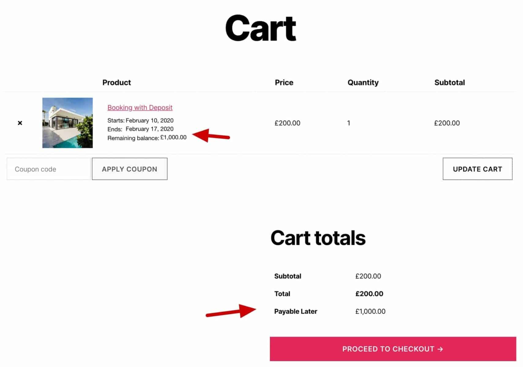 WooCommerce bookings deposits in the cart