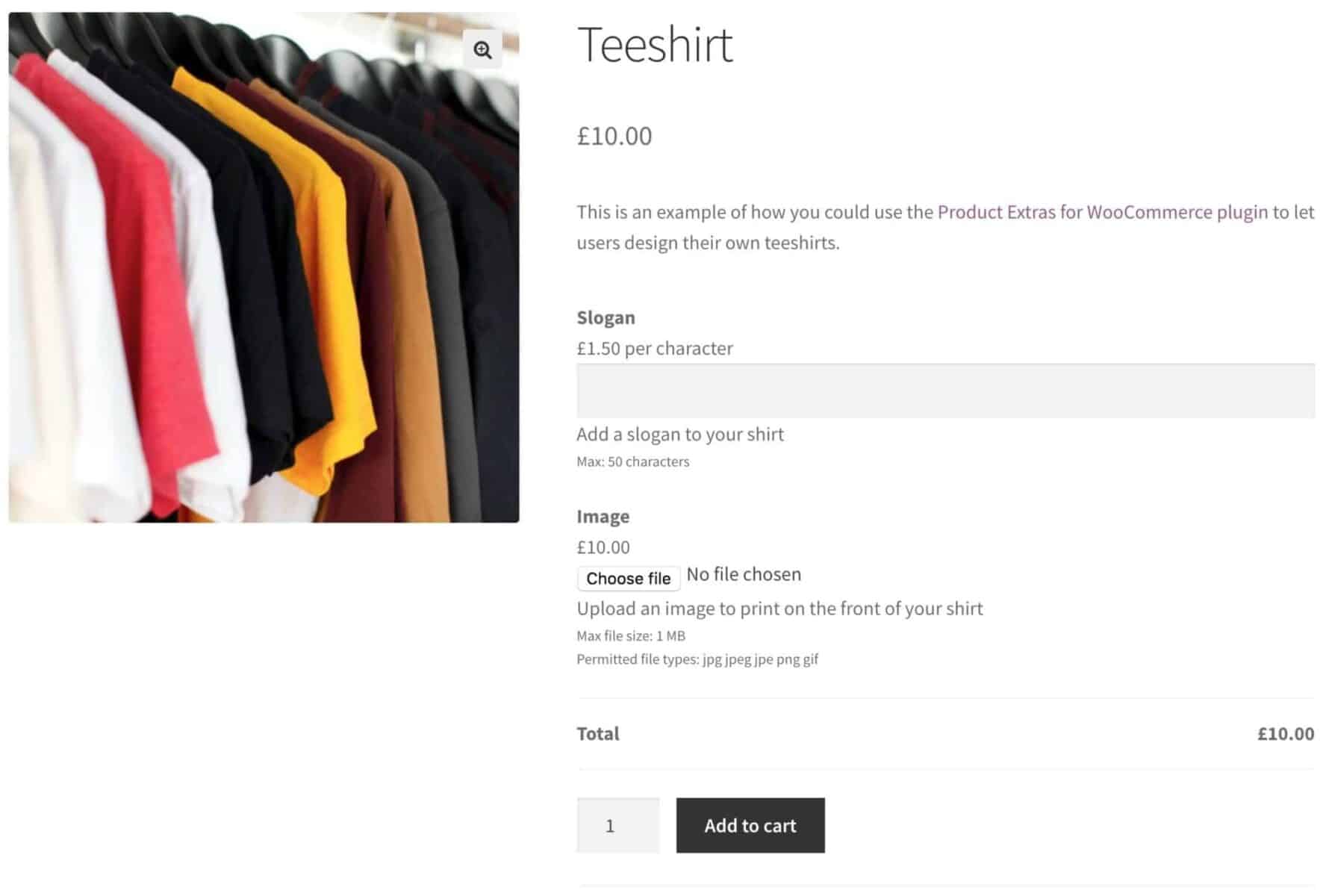 WooCommerce teeshirt product