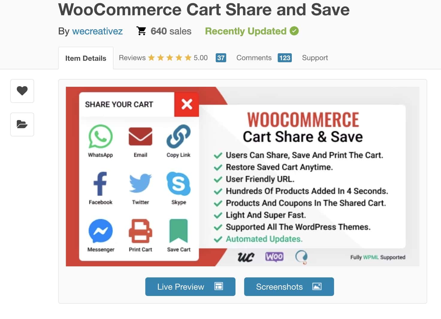 WooCommerce Cart Share & Save 