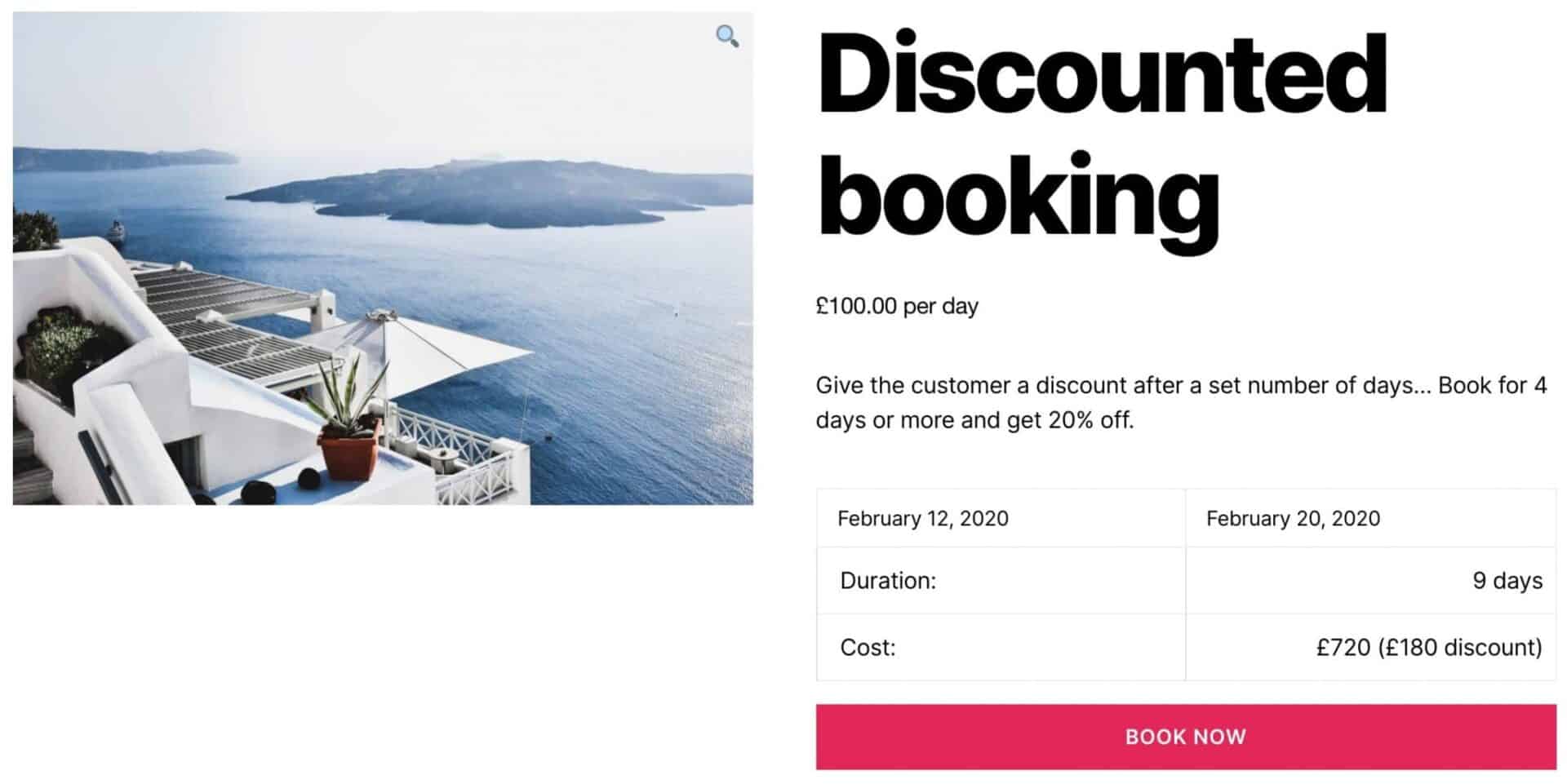 WooCommerce bookable product with discount