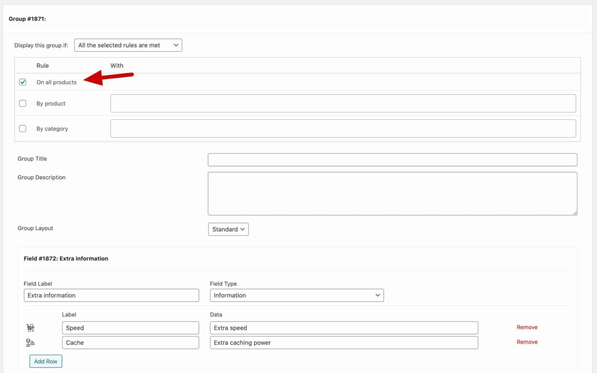 WooCommerce global information field settings