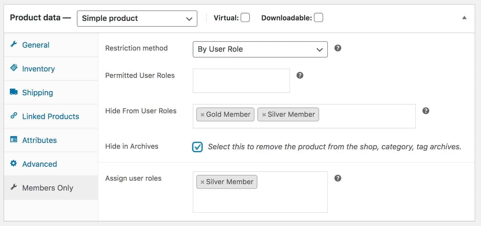 WooCommerce hide products from user roles