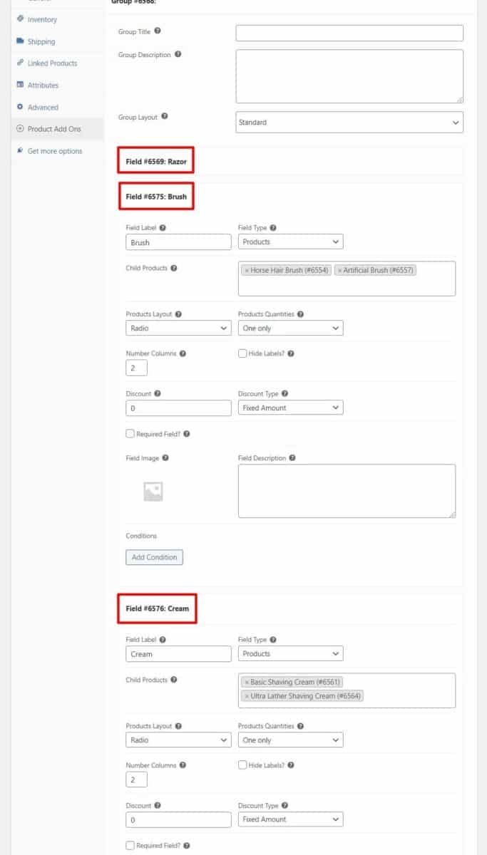 Add multiple fields