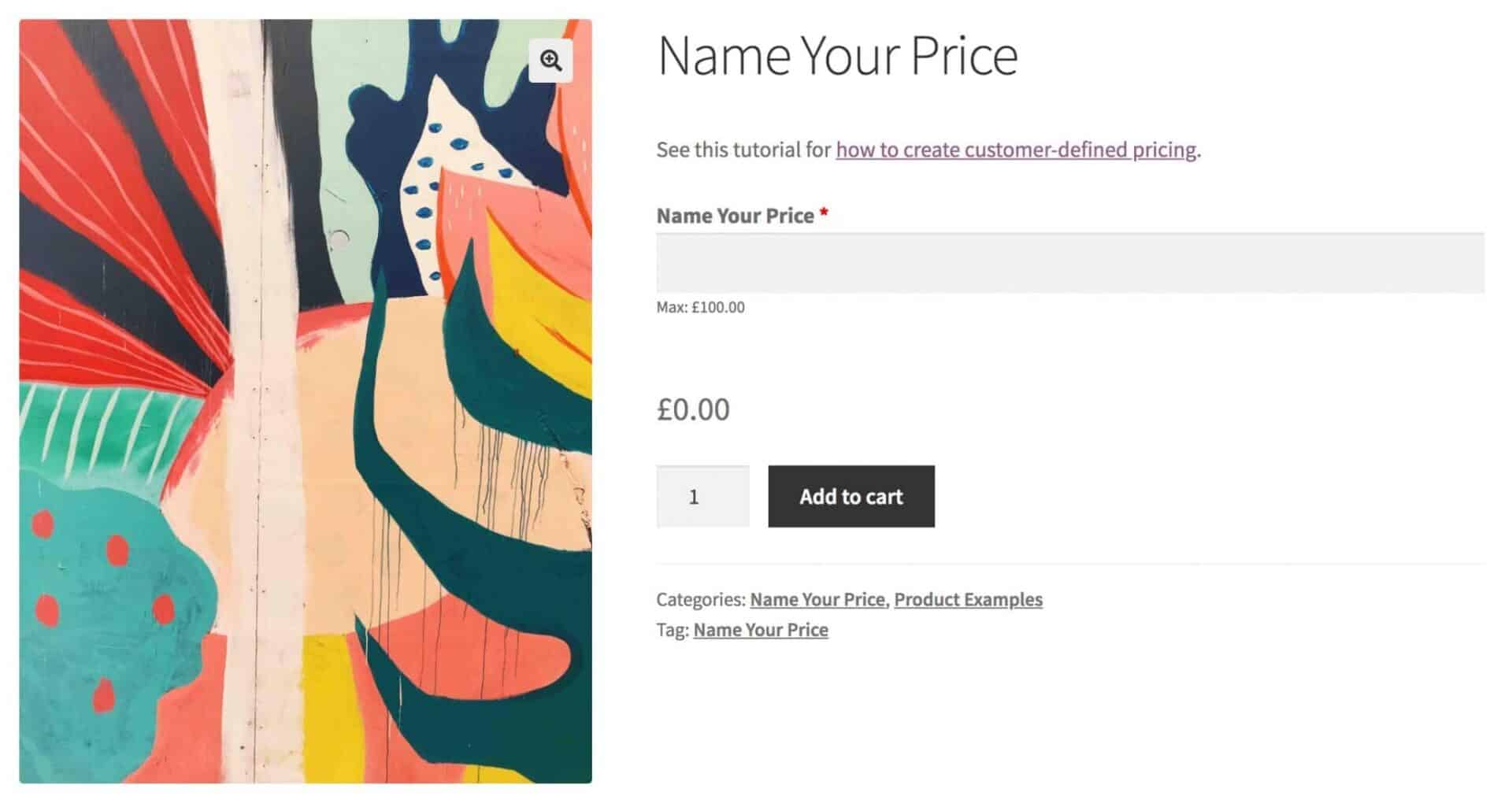 WooCommerce name your own price product