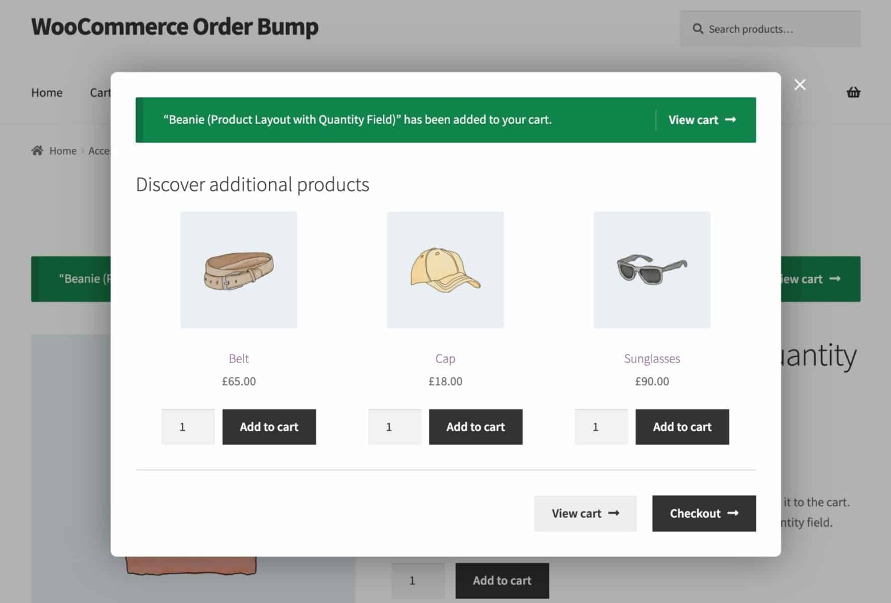 Order bump - product layout