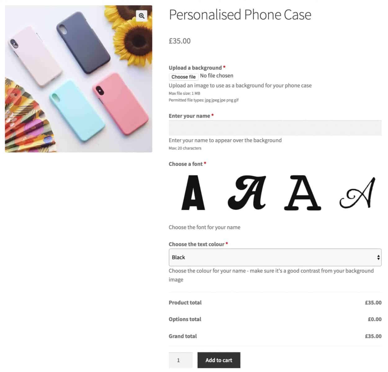 WooCommerce product customizer for personalized phone cases