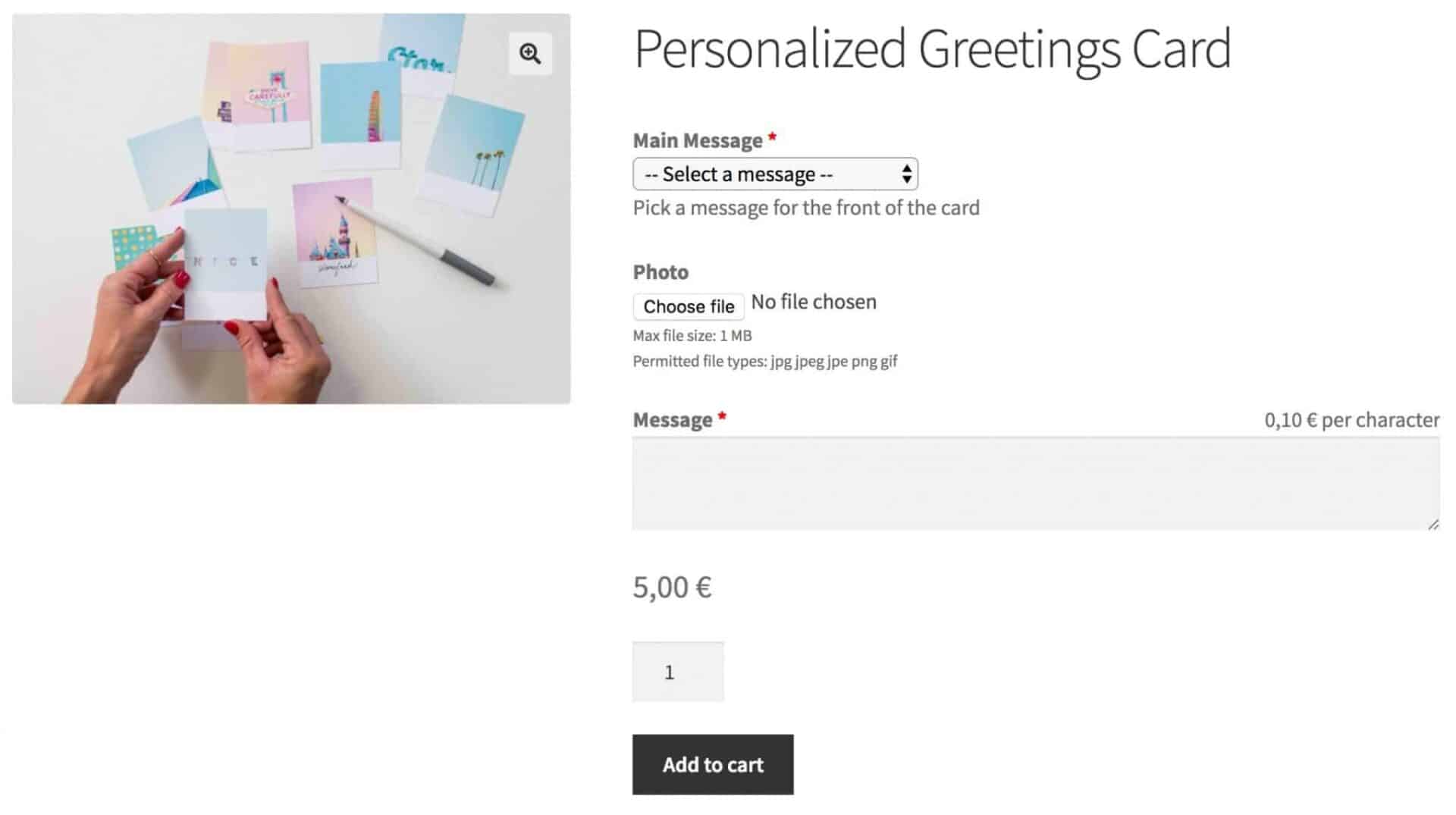 WooCommerce Personalized Greetings Card