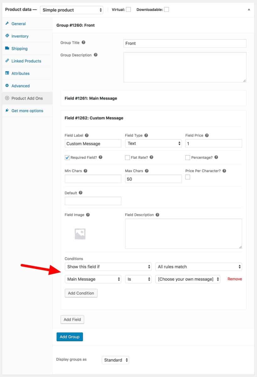 WooCommerce personalized product conditional logic
