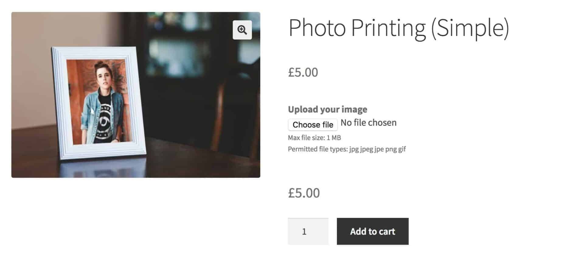 A WooCommerce image uploads section on a product page.