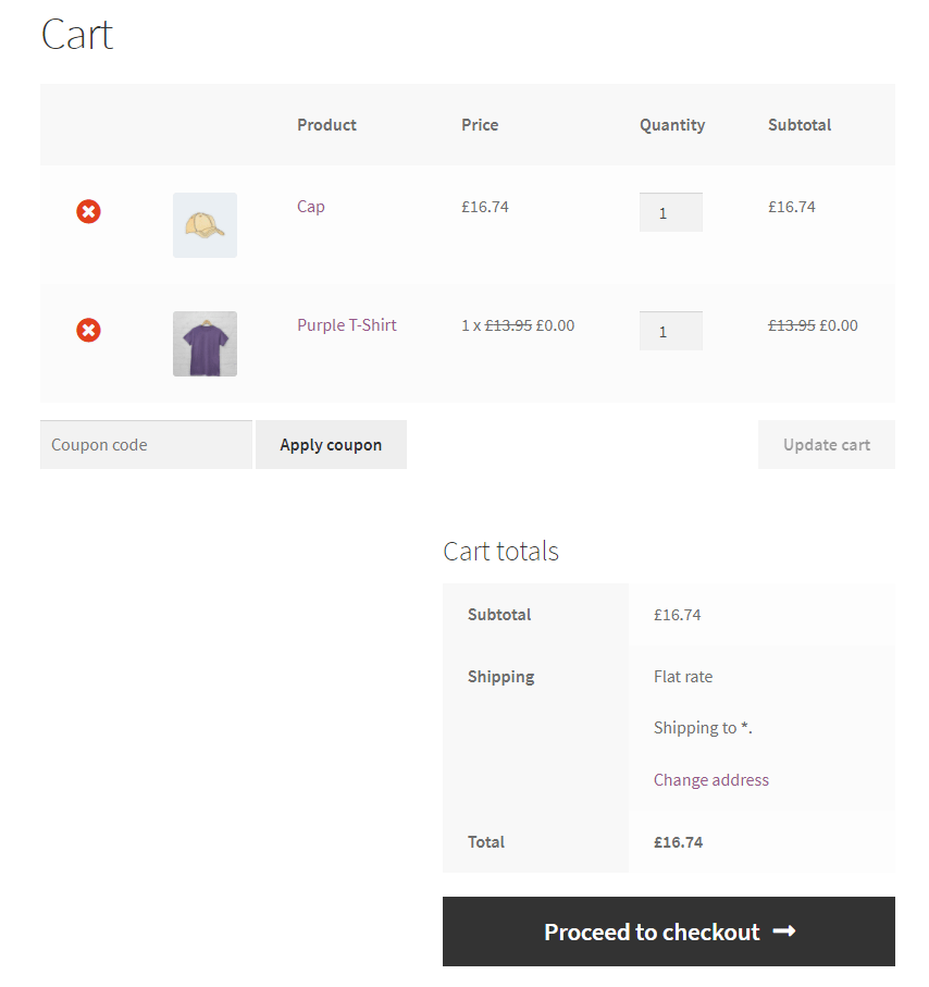 The preview for setting up BOGOF pricing for different product in the cart.