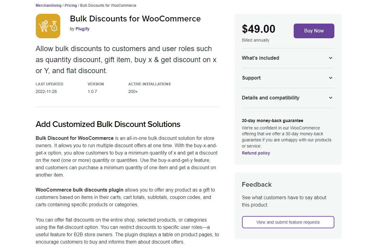 Bulk discounts for WooCommerce plugin