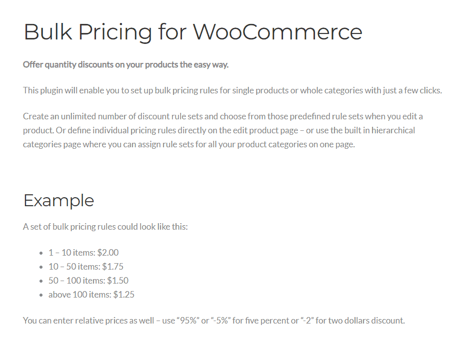 Bulk Pricing for WooCommerce