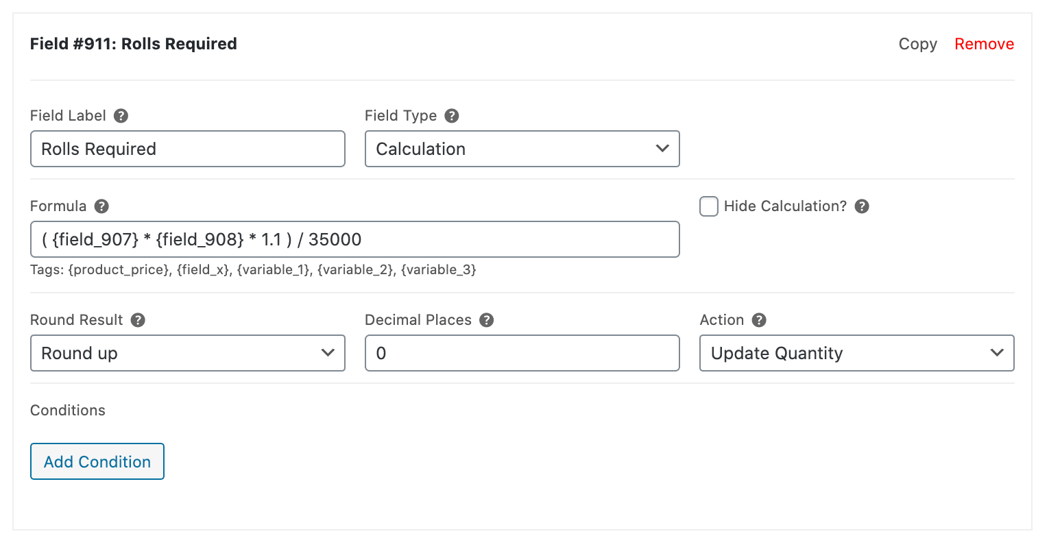 Calculation field