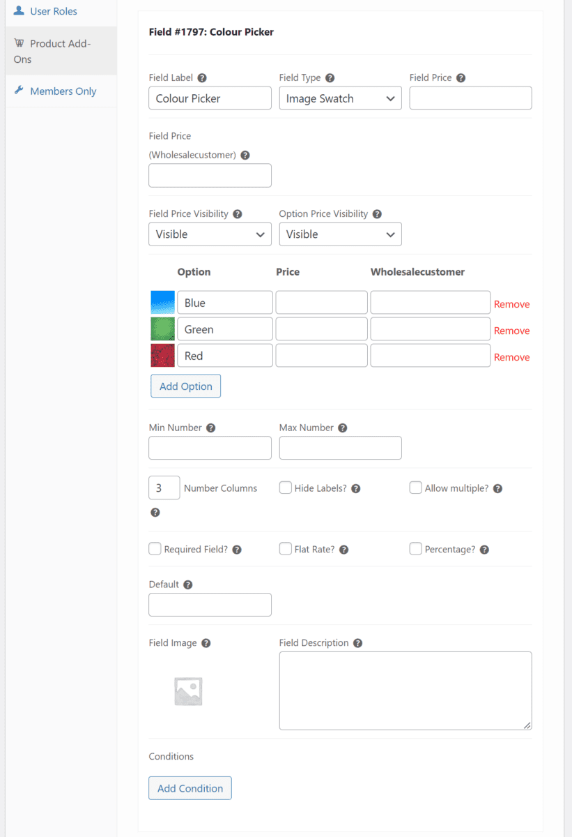 Colour variation WooCommerce swatches