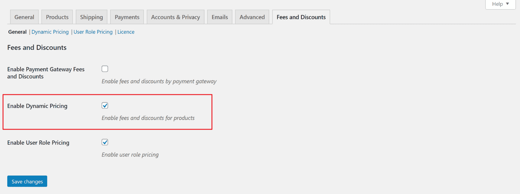 WooCommerce Fees and Discounts dynamic pricing settings