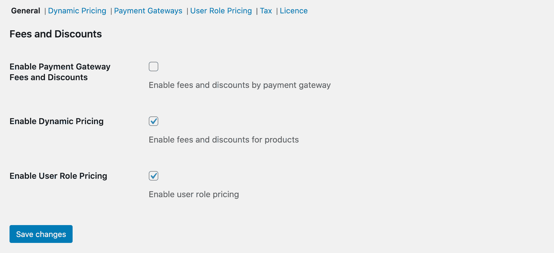 Enable user role pricing