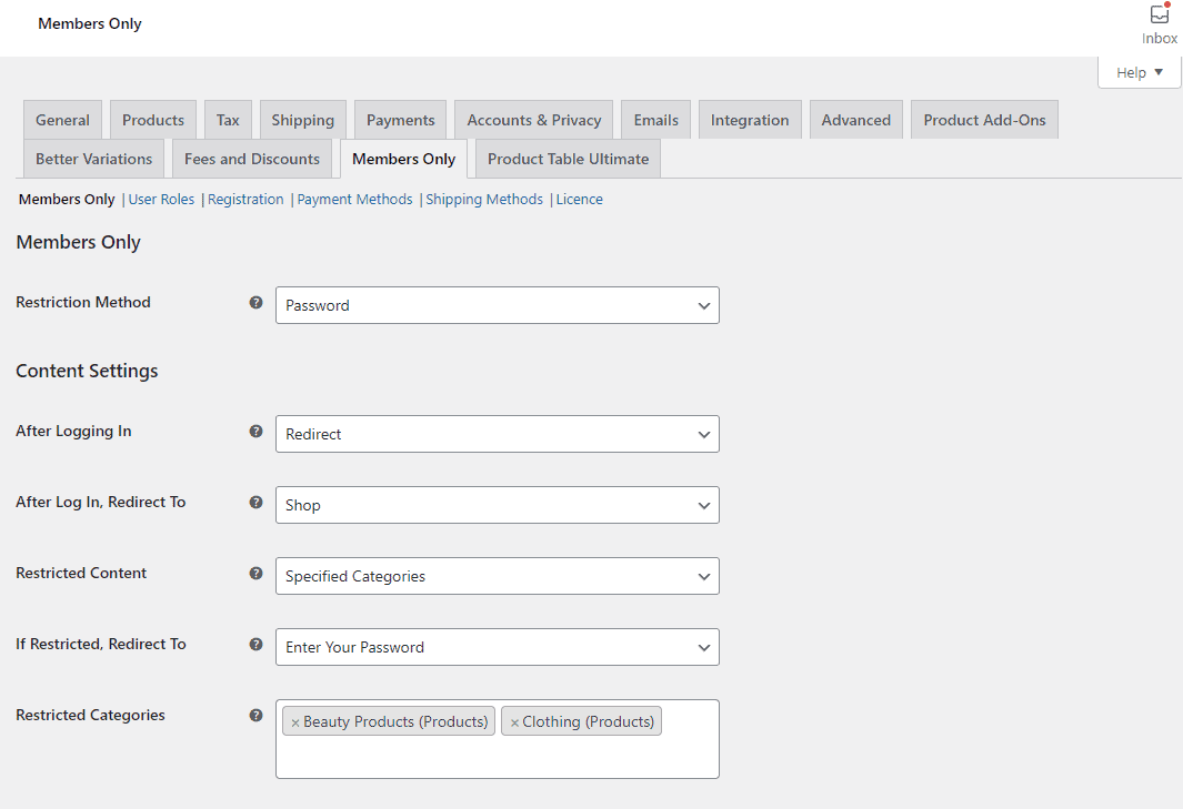 WooCommerce product restrictions on specific categories