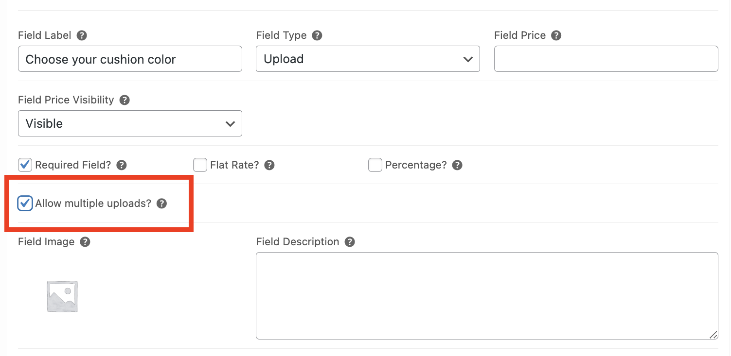 Allow multiple uploads to let customers upload multiple files simultaneously