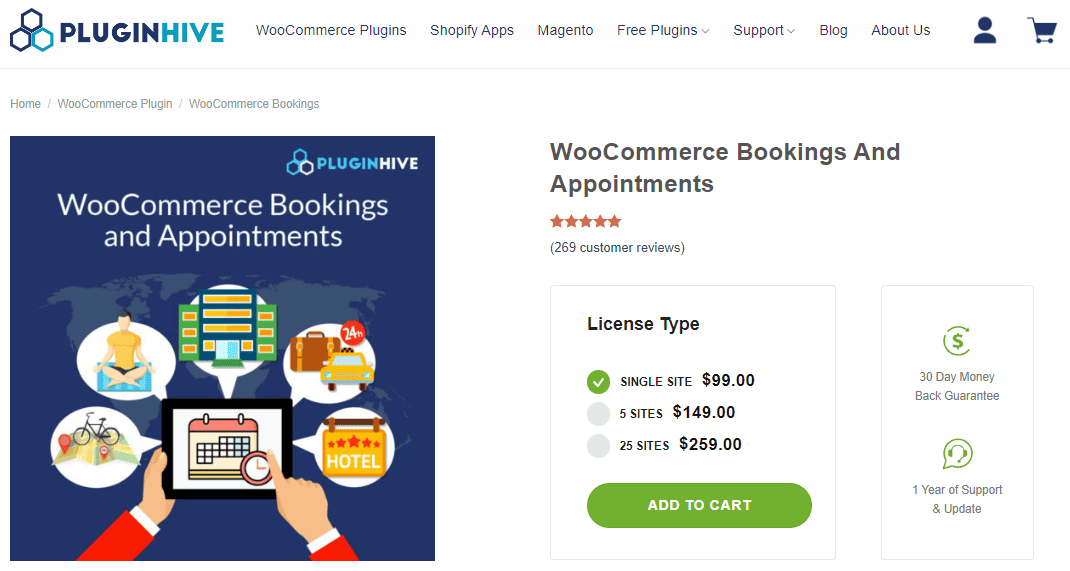 The WooCommerce Bookings And Appointments plugin by Plugin Hive.
