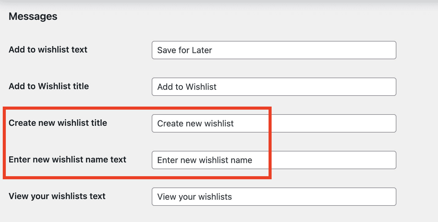 Change text for creating new wishlist