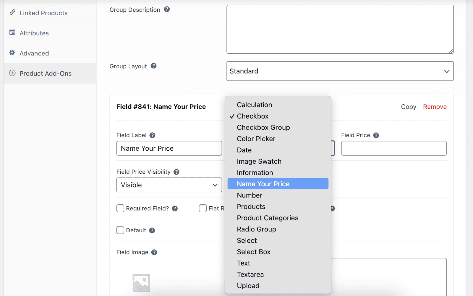 Select the Name Your Price field and add details