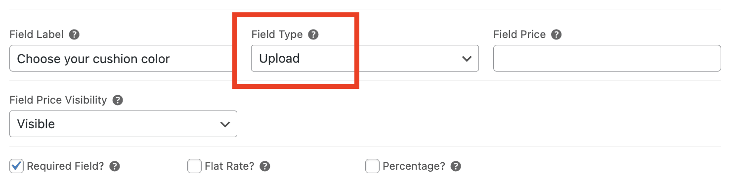 File upload option settings