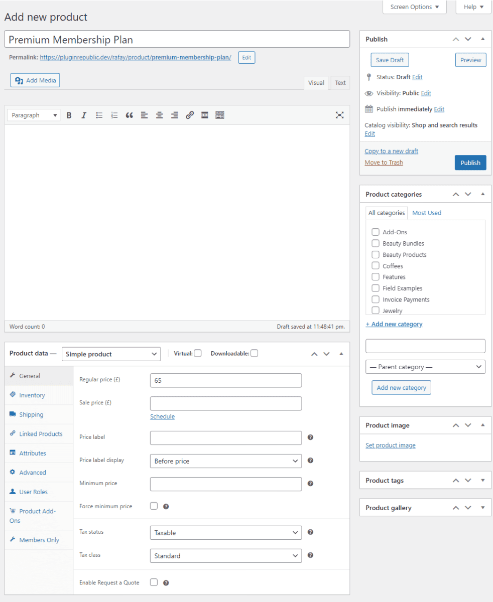 Membership plan product