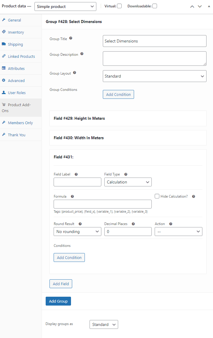 New calculation field