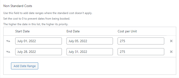 WooCommerce accommodation bookings non-standard cost