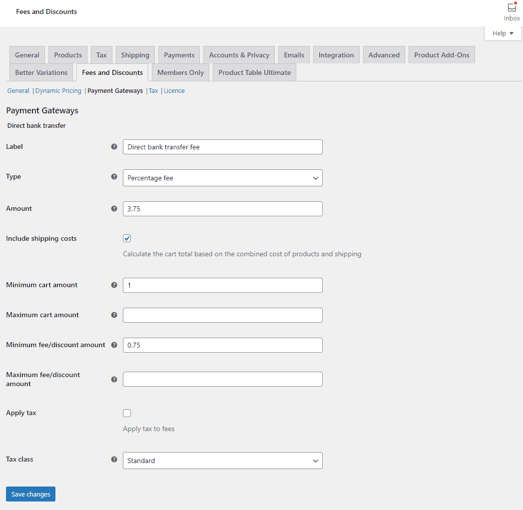 Payment gateways fees