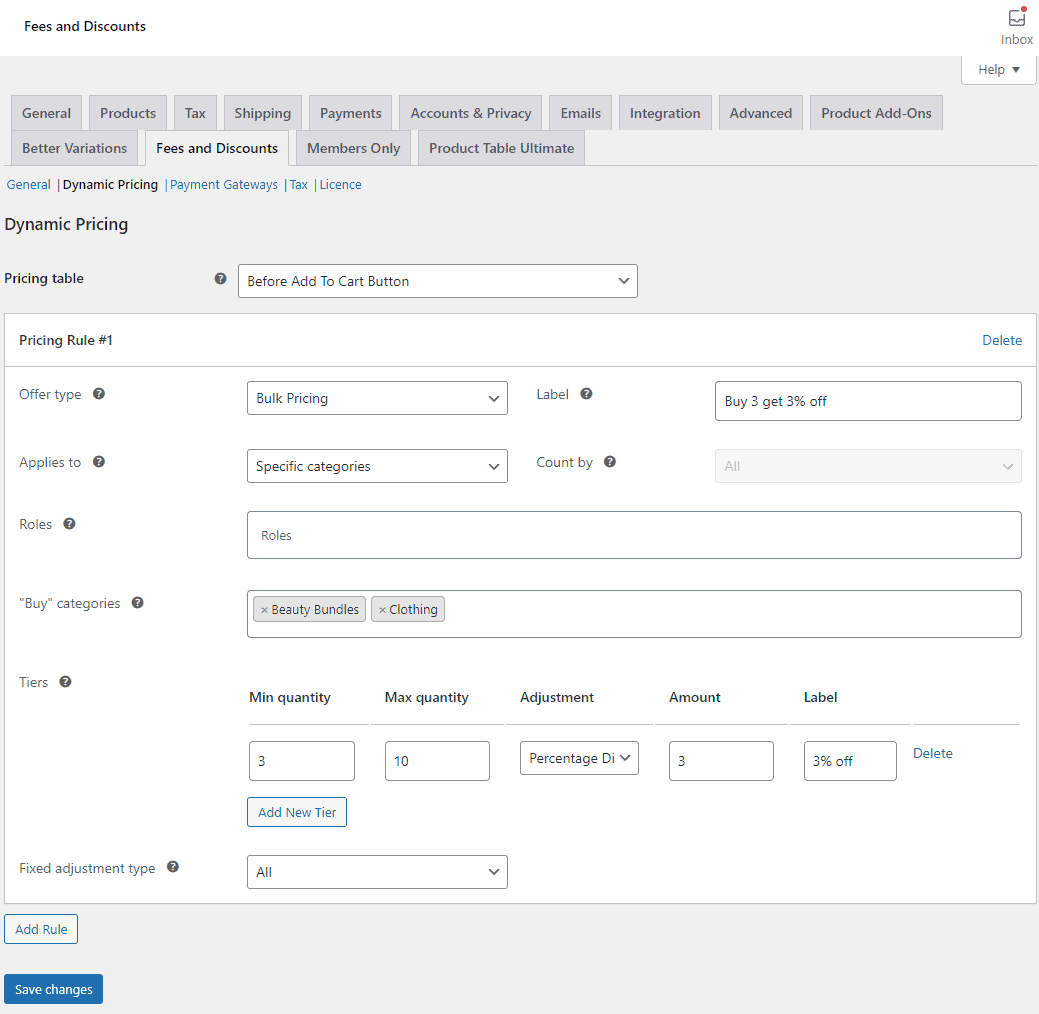 Tiered pricing