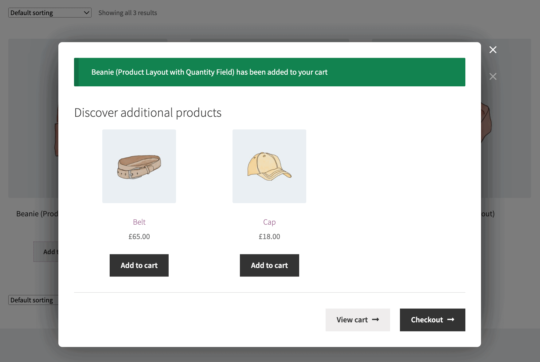 Product page modal
