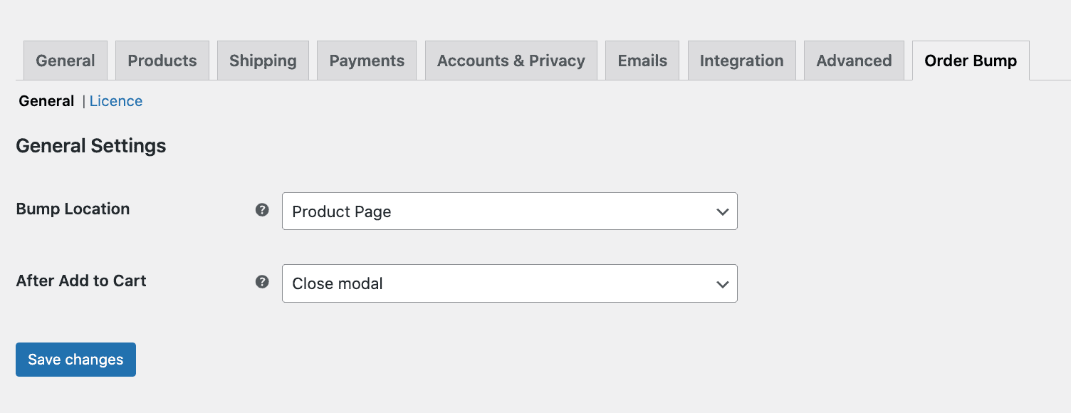 Product page upsell settings