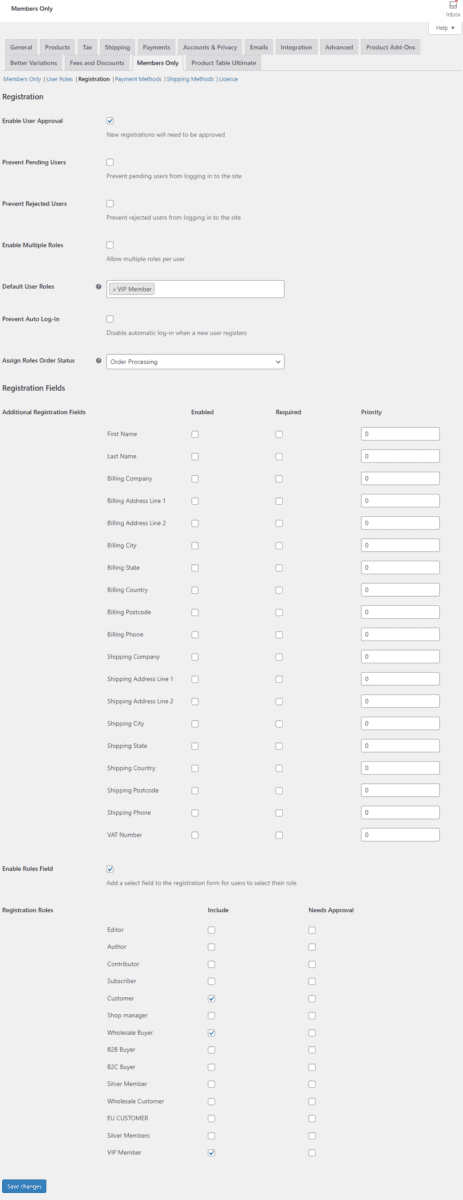 Registration form