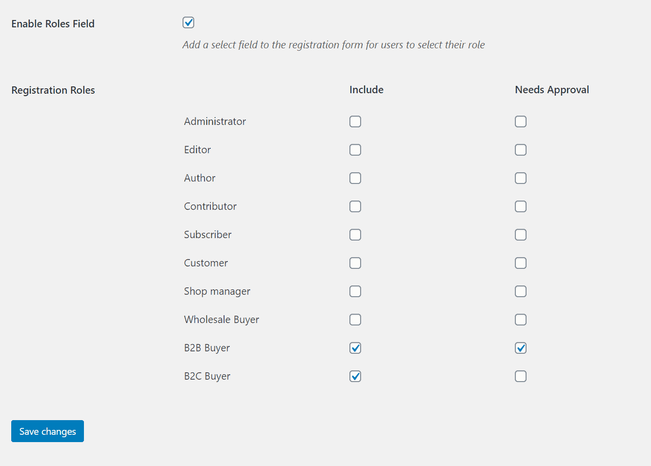 Adding registration roles within WooCommerce.