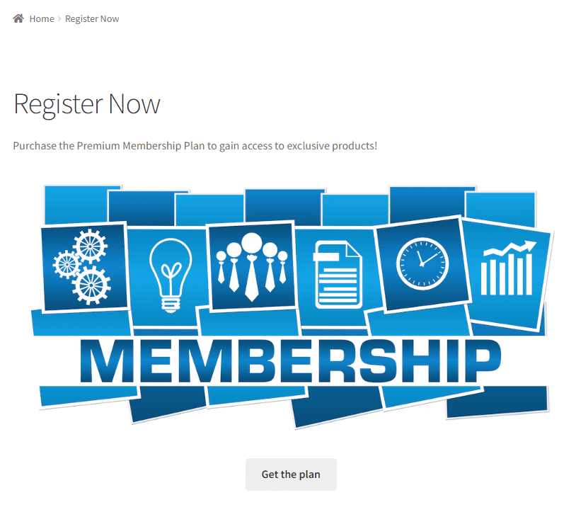 Members registration page