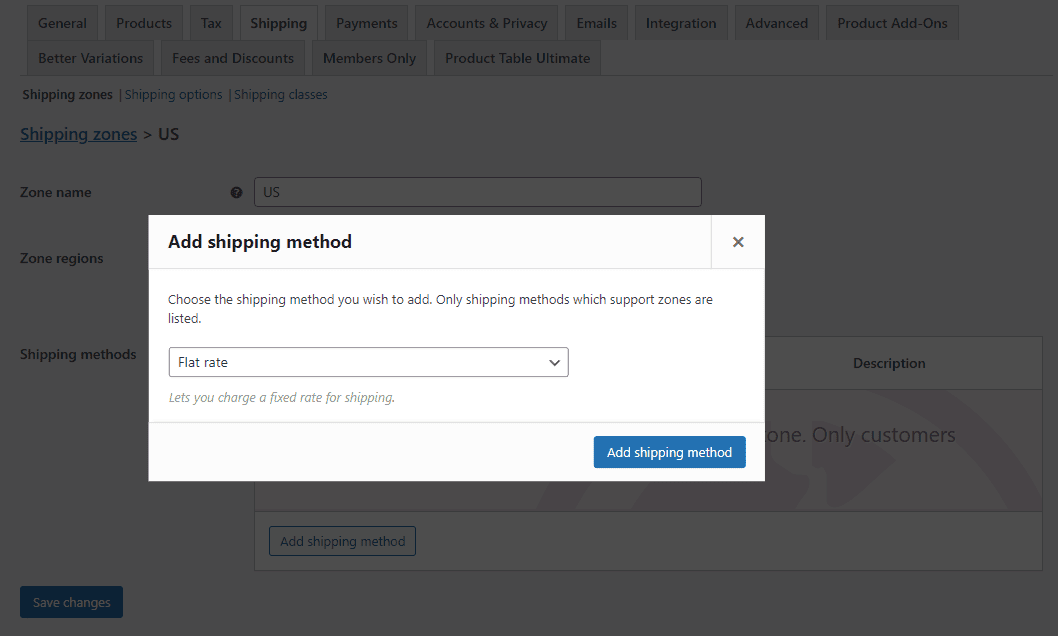 Select shipping method