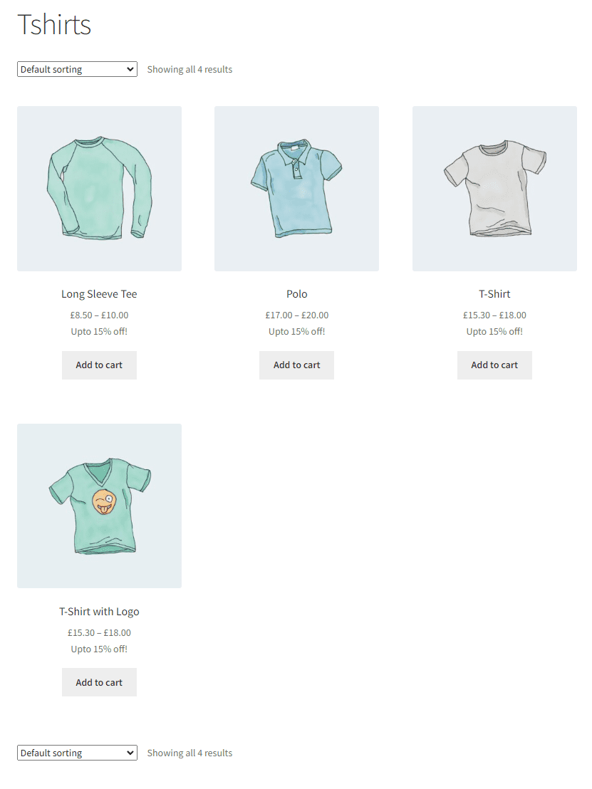Tshirt discounts example