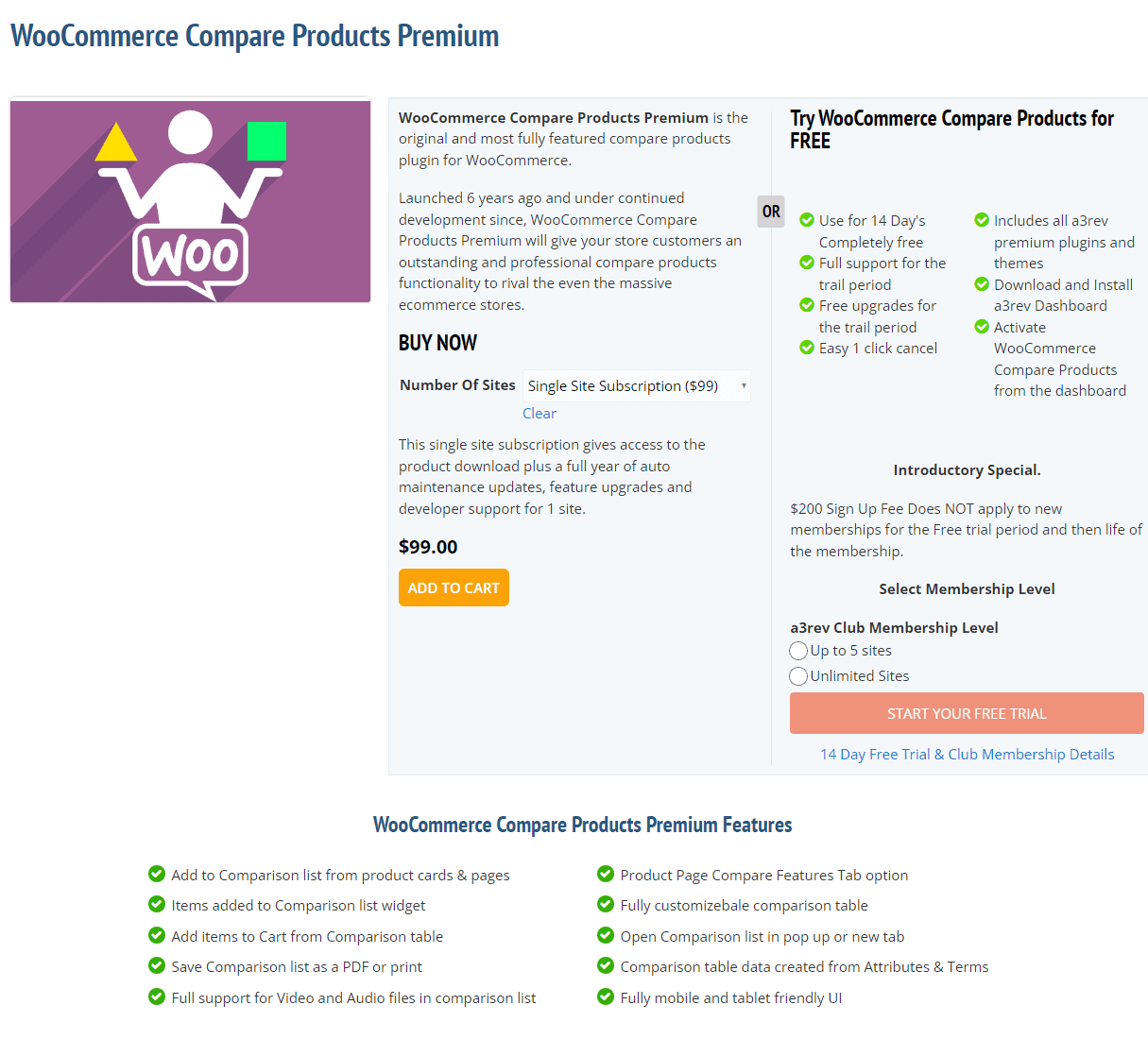 WooCommerce Compare Products Premium