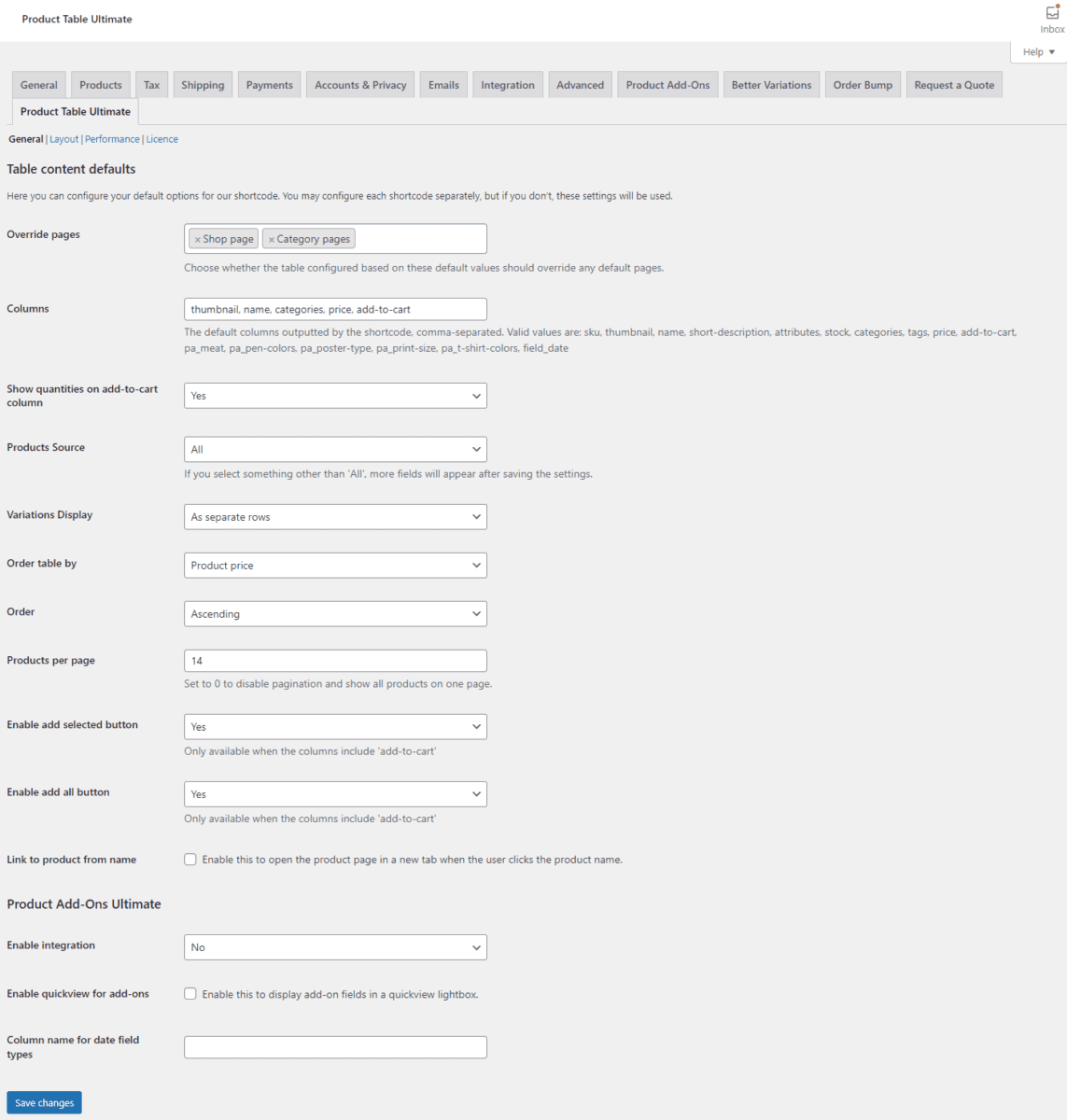 General settings